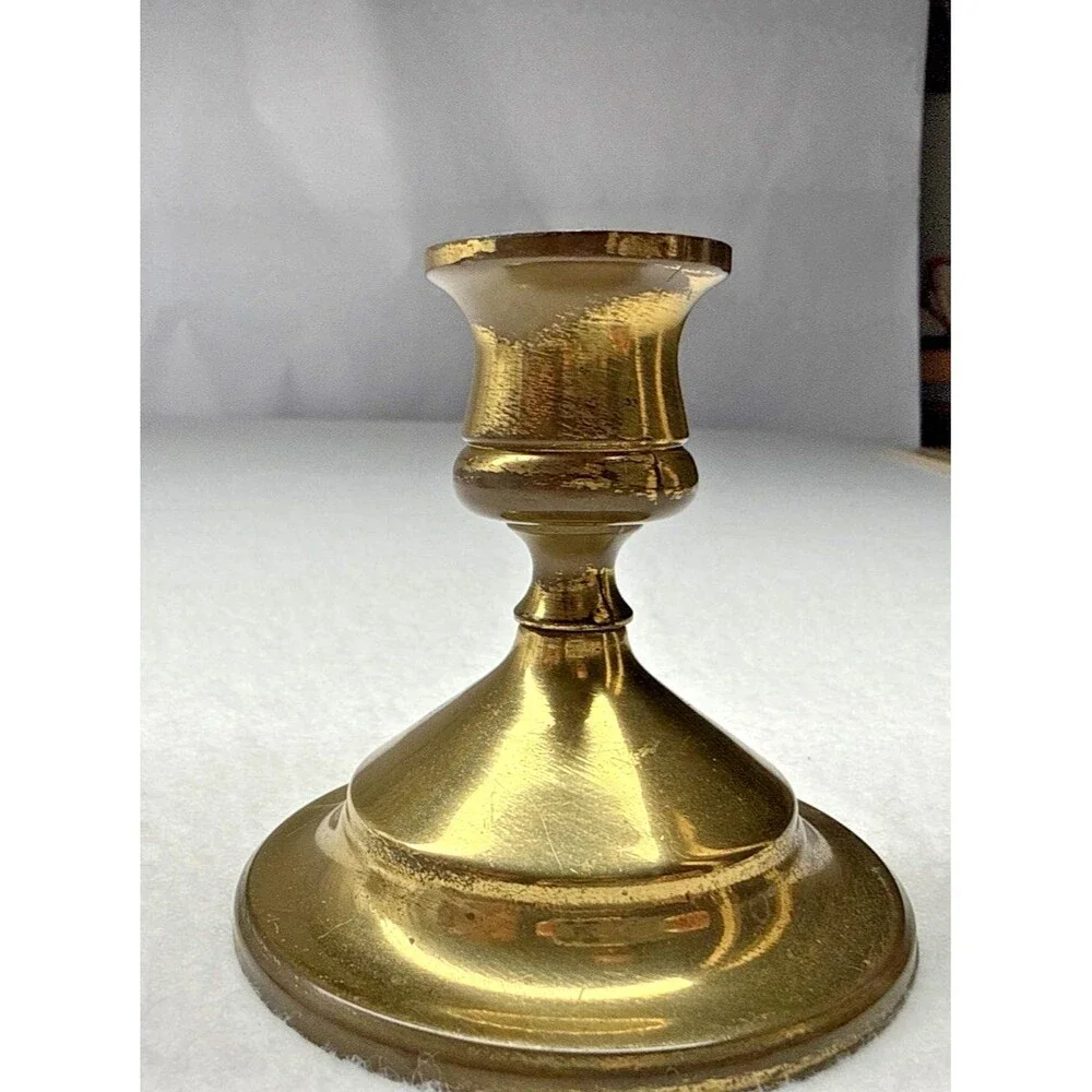 Solid Brass Candlestick Holders Set of 2 Small Taper Candle Holders Vintage